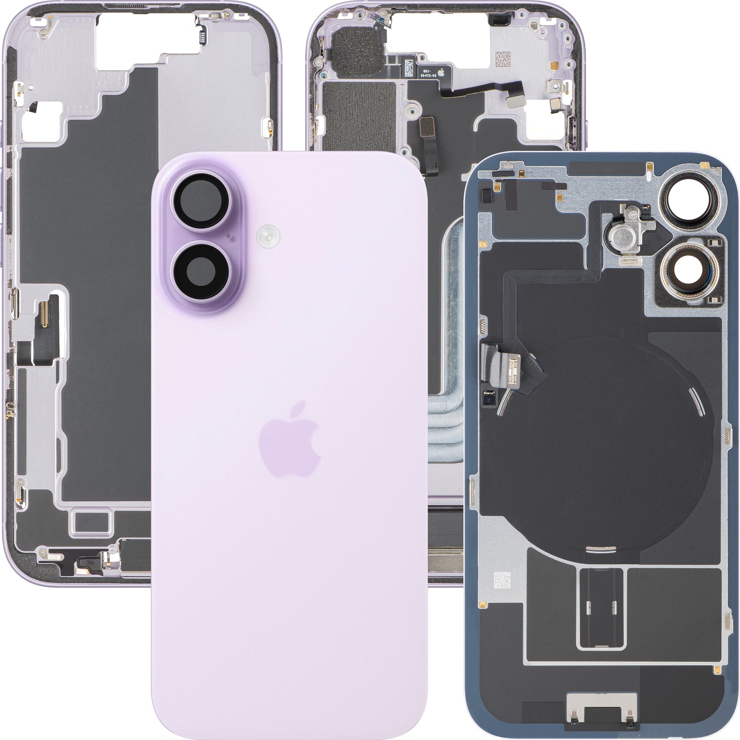 Apple iPhone 17 Akkudeckel, mit Mittelgehäuse, Vollständige Teile, Lila (Lavendel), Tausch