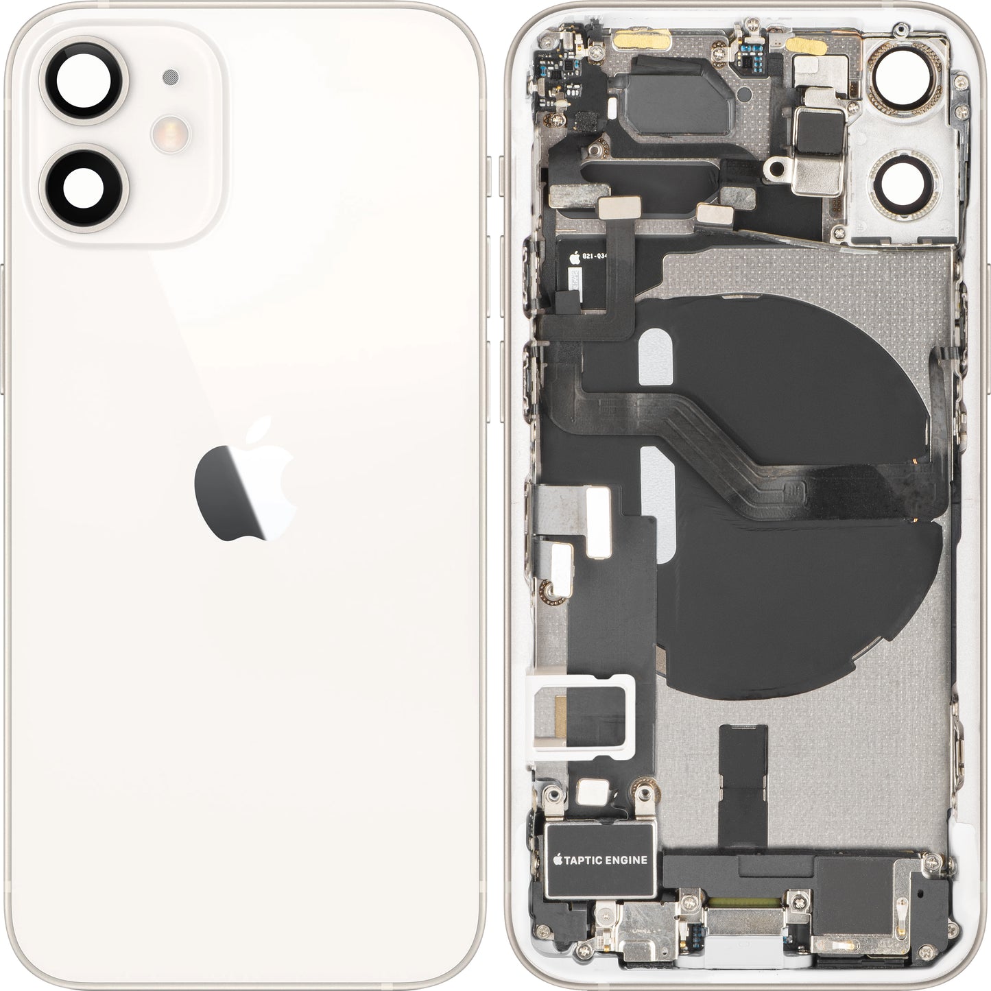 Batteriedeckel Apple iPhone 12 mini, mit Mittelgehäuse, Komplettteile, Weiß, Swap