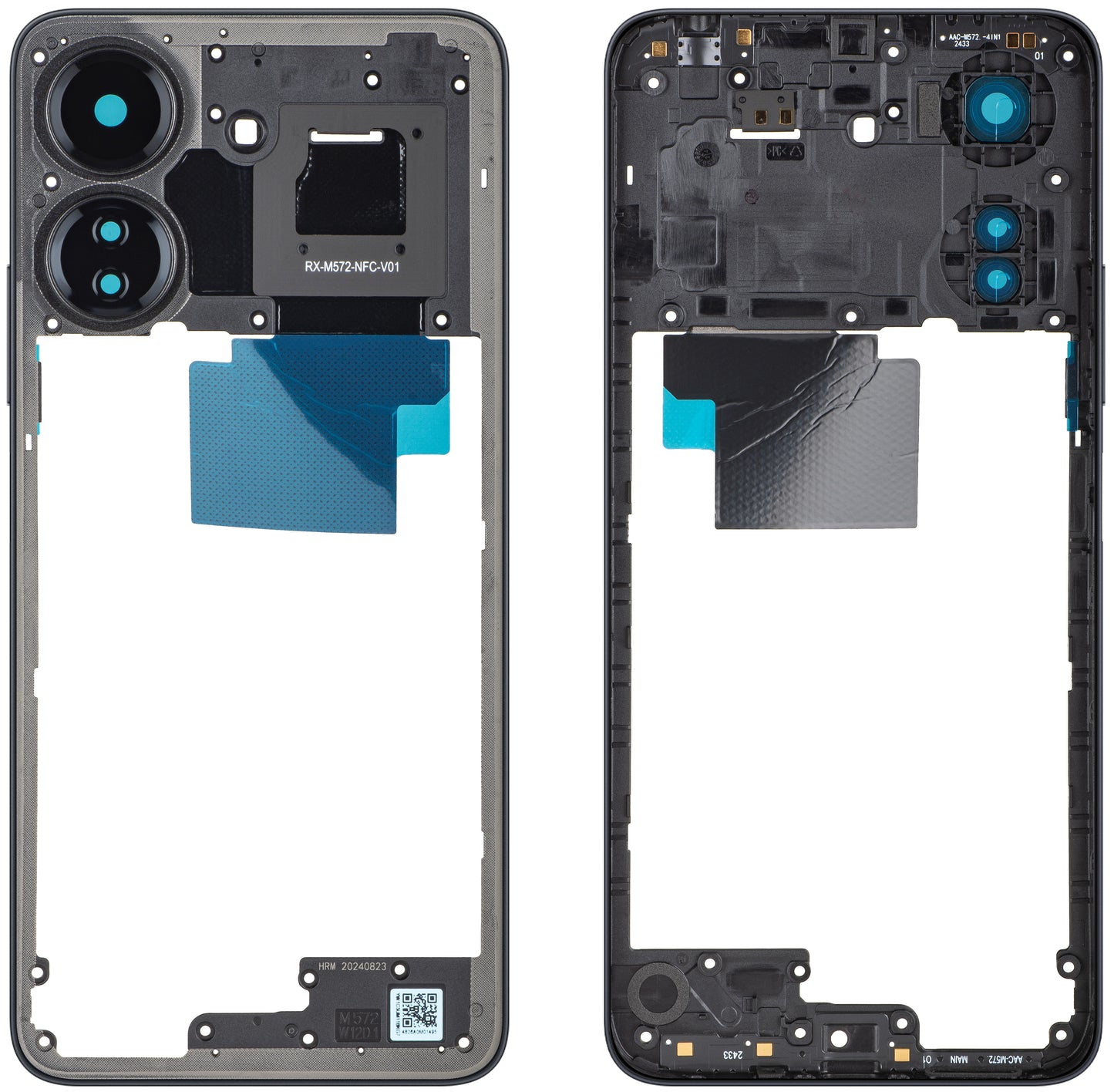 Mittelgehäuse Xiaomi Redmi 13C NFC / Poco C65, Schwarz, Service Pack 560001C3UP00