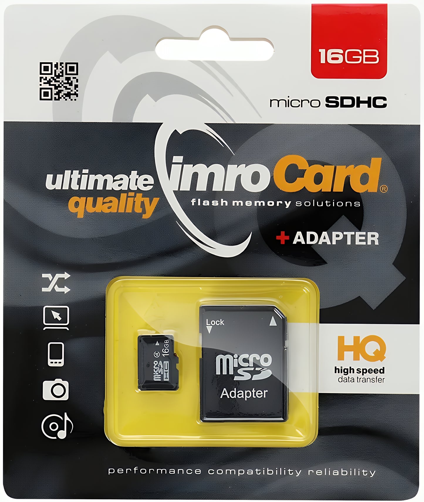 Speicherkarte microSDHC Imro, 16Gb, Klasse 4, mit Adapter