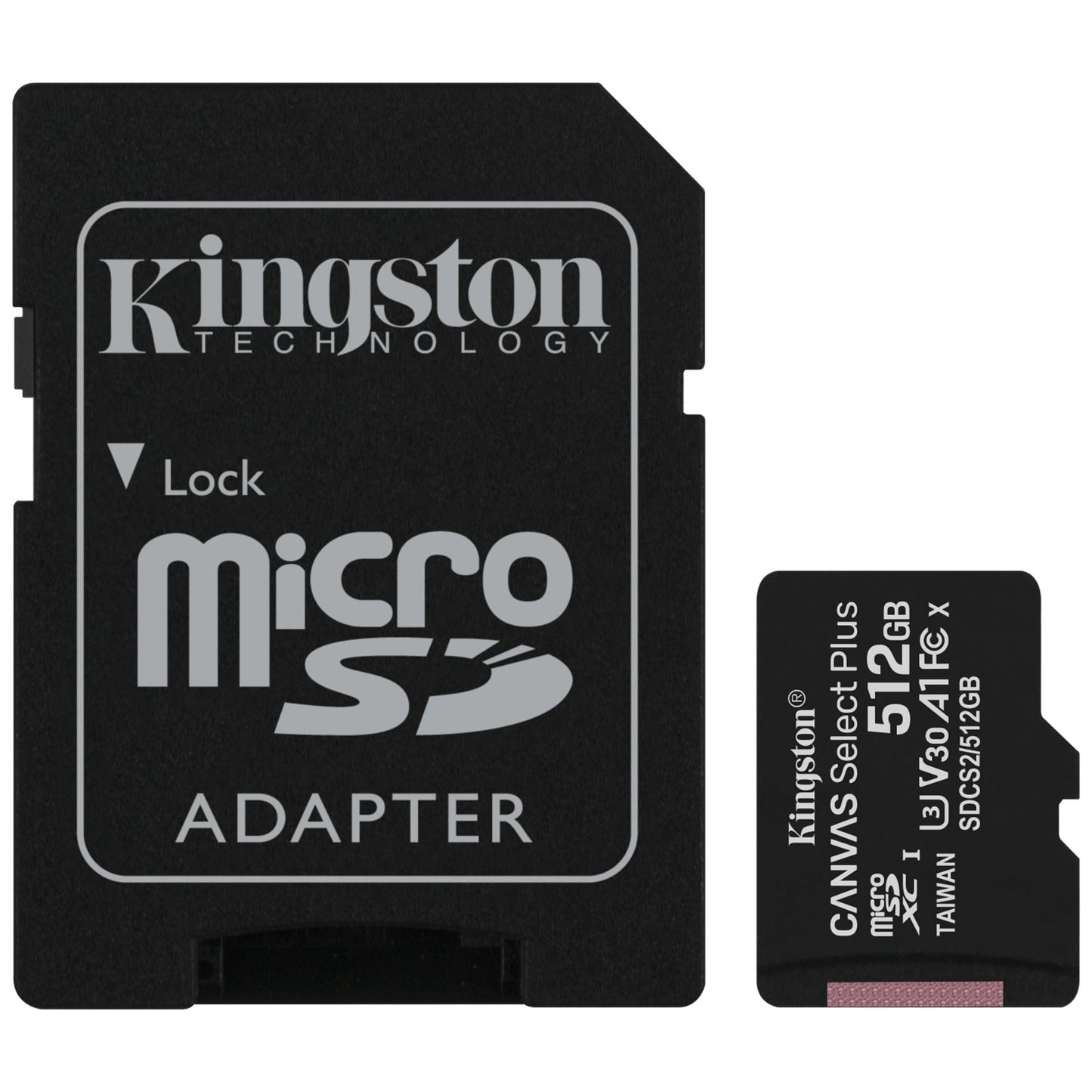 microSDXC Speicherkarte Kingston Canvas Select Plus Android A1, 512GB, Klasse 10 / UHS-1 U3, mit Adapter SDCS2/512GB