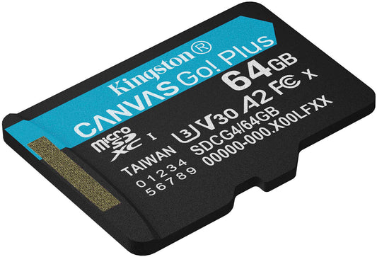 Kingston Canvas Go Plus Android A2 microSDXC Speicherkarte, 64Gb, Klasse 10 / UHS-1 U3 SDCG4/64GBSP