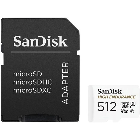 SanDisk High Endurance microSDXC Speicherkarte, 512Gb, Klasse 10 / UHS-1 U3, mit Adapter SDSQQNR-512G-GN6IA