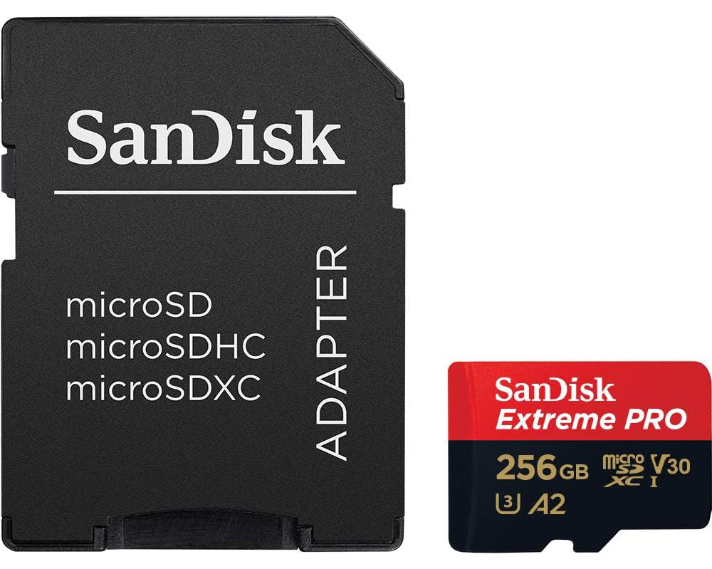 Speicherkarte microSDXC SanDisk Extreme Pro, 256Gb, Klasse 10 / UHS-1 U3, mit Adapter SDSQXCD-256G-GN6MA