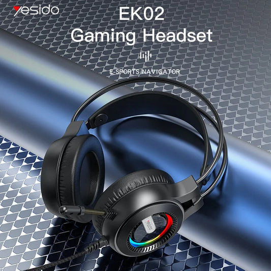 Gaming Kopfhörer 3.5mm Yesido EK02, RGB, 2.2m, Schwarz