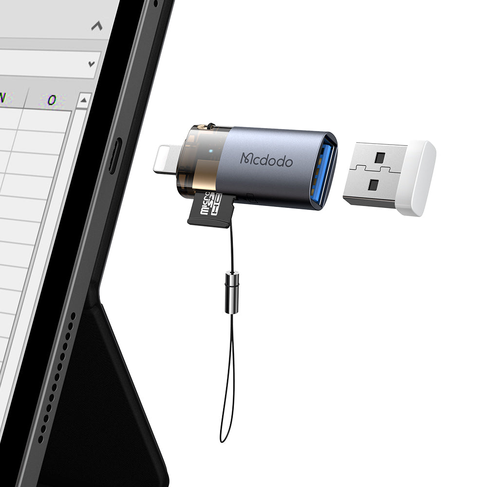 Lightning McDodo OT-7850 Kartenleser, USB-A (OTG) - microSD, Schwarz