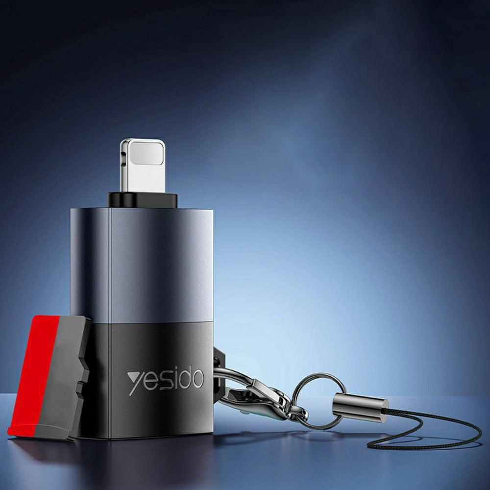 Lightning-Kartenleser Yesido GS38, microSD, Grau, Wiederverpackt