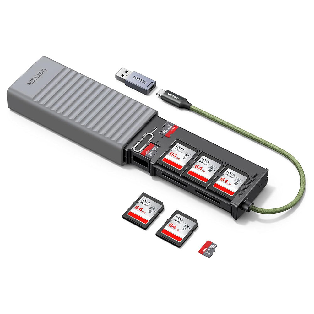 USB / USB-C Kartenleser mit UGREEN CM856 (55899) Organizer, 2 x SD - microSD, Grau