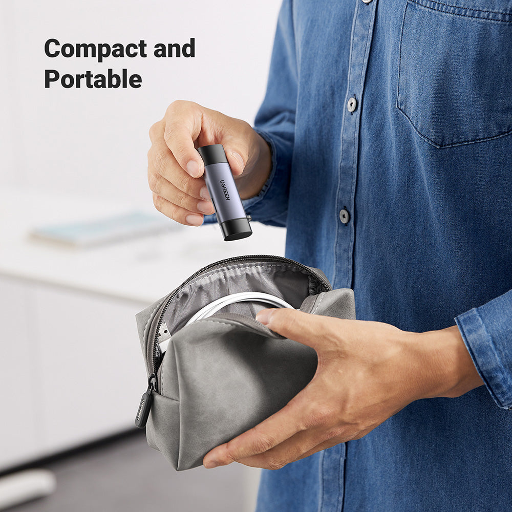 USB / USB-C Kartenleser UGREEN CM185, SD - microSD, Grau