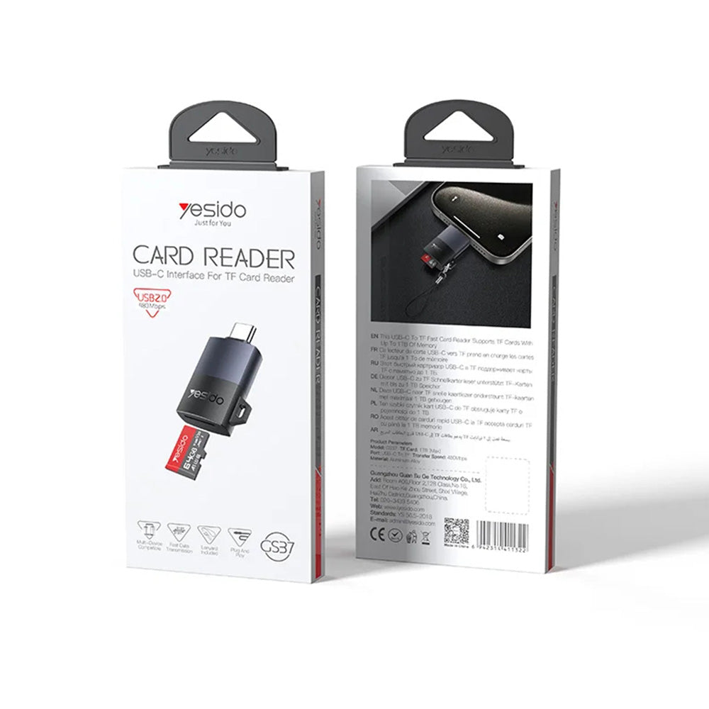 USB-C Kartenleser Yesido GS37, microSD, Schwarz
