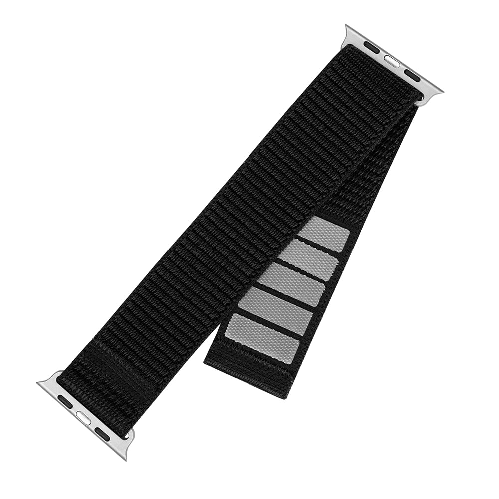 Fixed Nylon Sporty Armband für Apple Watch 49mm / 46mm / 45mm / 44mm / 42mm Serie, Schwarz