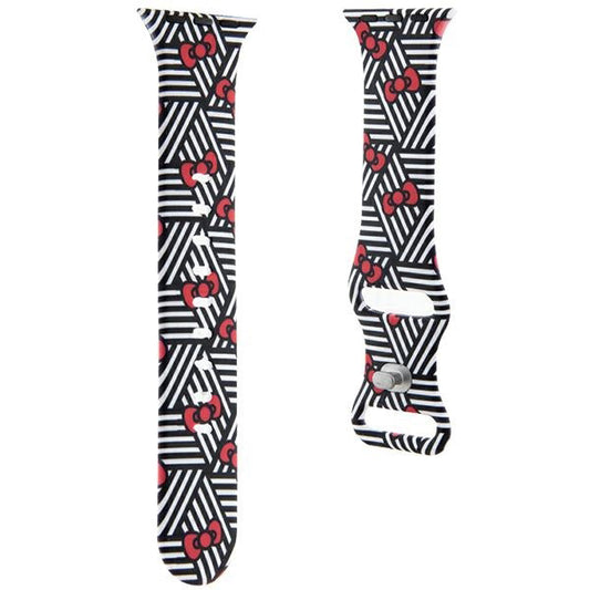Hello Kitty Silikonarmband Bows & Stripes für Apple Watch 42mm / 41mm / 40mm / 38mm Serie, Schwarz