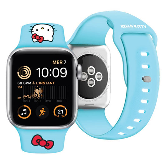 Hello Kitty Silikonarmband Kitty Head für Apple Watch 42mm / 41mm / 40mm / 38mm Serie, Blau