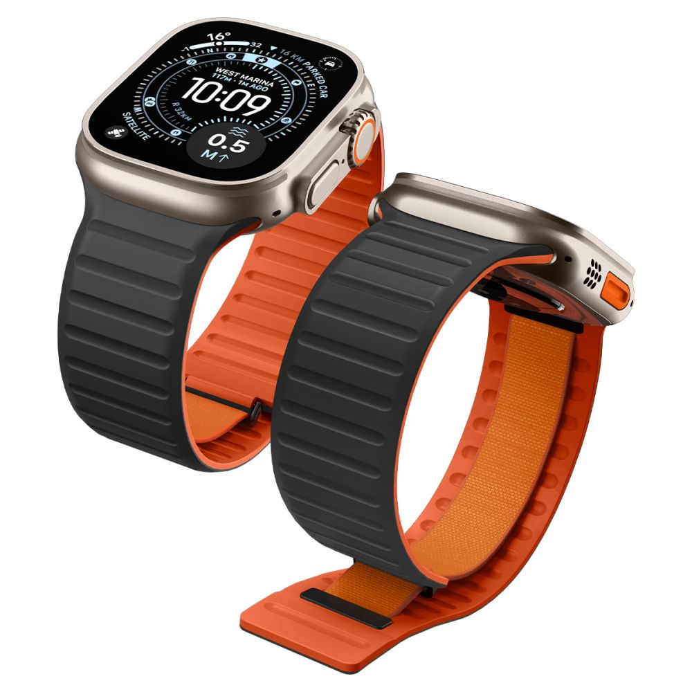 Spigen Athlex Air M Armband für Apple Watch 49mm / 46mm / 45mm / 44mm Serie, Schwarz Orange AMP11534
