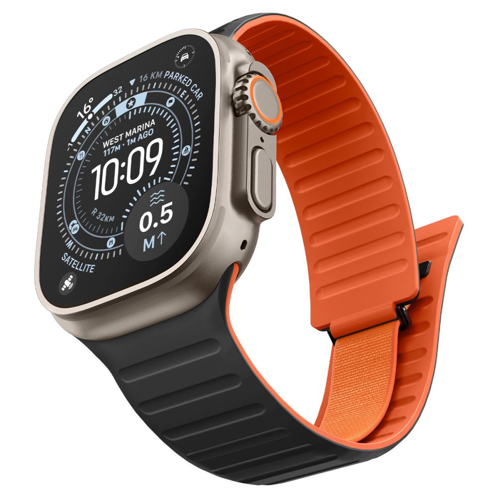 Spigen Athlex Air M Armband für Apple Watch 49mm / 46mm / 45mm / 44mm Serie, Schwarz Orange AMP11534