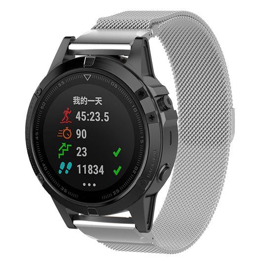 Techsuit W009 Armband für Garmin Watch Fenix / Forerunner Serie, 22mm, Silber
