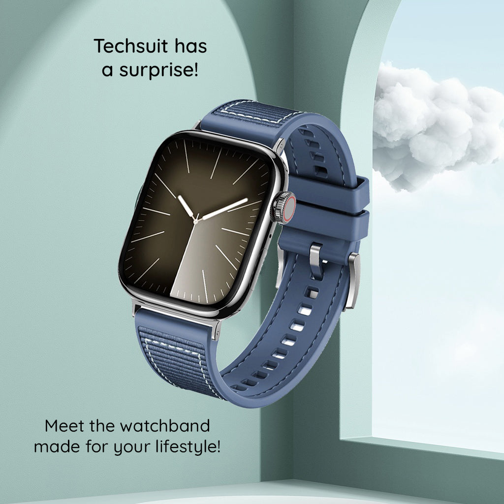 Techsuit W051 Armband für Apple Watch 42mm / 41mm / 40mm / 38mm Serie, Schwarz
