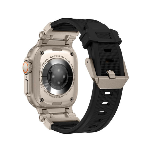 Techsuit W064 Armband für Apple Watch 49mm / 46mm / 45mm / 44mm / 42mm Serie, Schwarz Silber