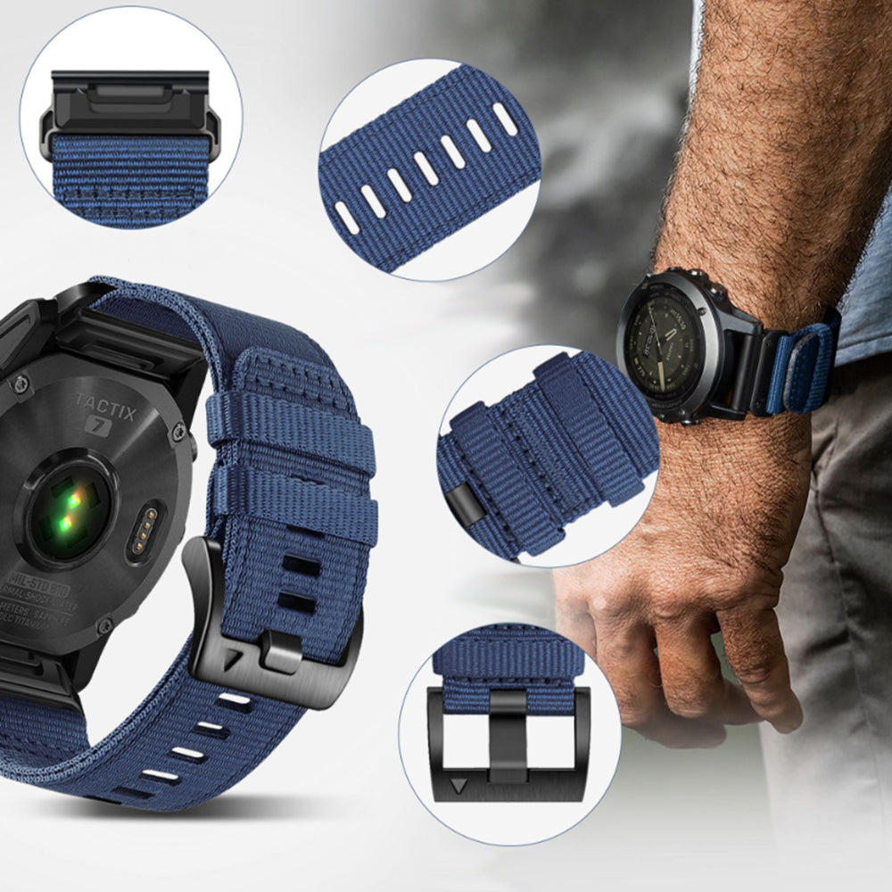Techsuit W070 Armband für Garmin Watch Fenix / Forerunner / Approach Series, 22mm, Marineblau