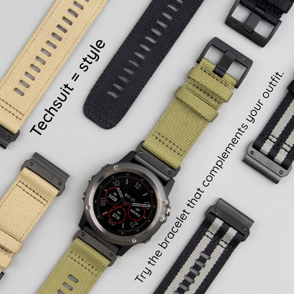 Techsuit W070 Armband für Garmin Watch Fenix / Forerunner / Approach Series, 22mm, Orange