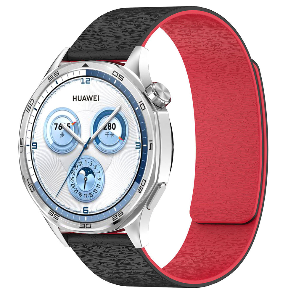 Techsuit W074 Armband für Huawei Watch / Garmin Watch Series, 18mm, Schwarz Rot