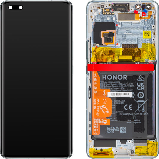 Touchscreen-Display mit Touchscreen Honor Magic4 Pro, mit Rahmen und Akku, türkis, Service Pack 0235AGXC