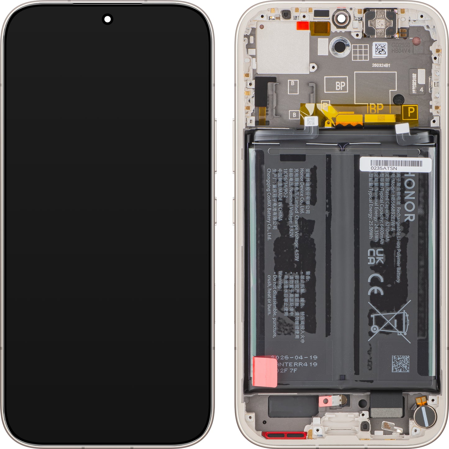Touchscreen-Display Honor 600, mit Rahmen und Akku, Gold (Golden White), Service Pack 0235ATSN