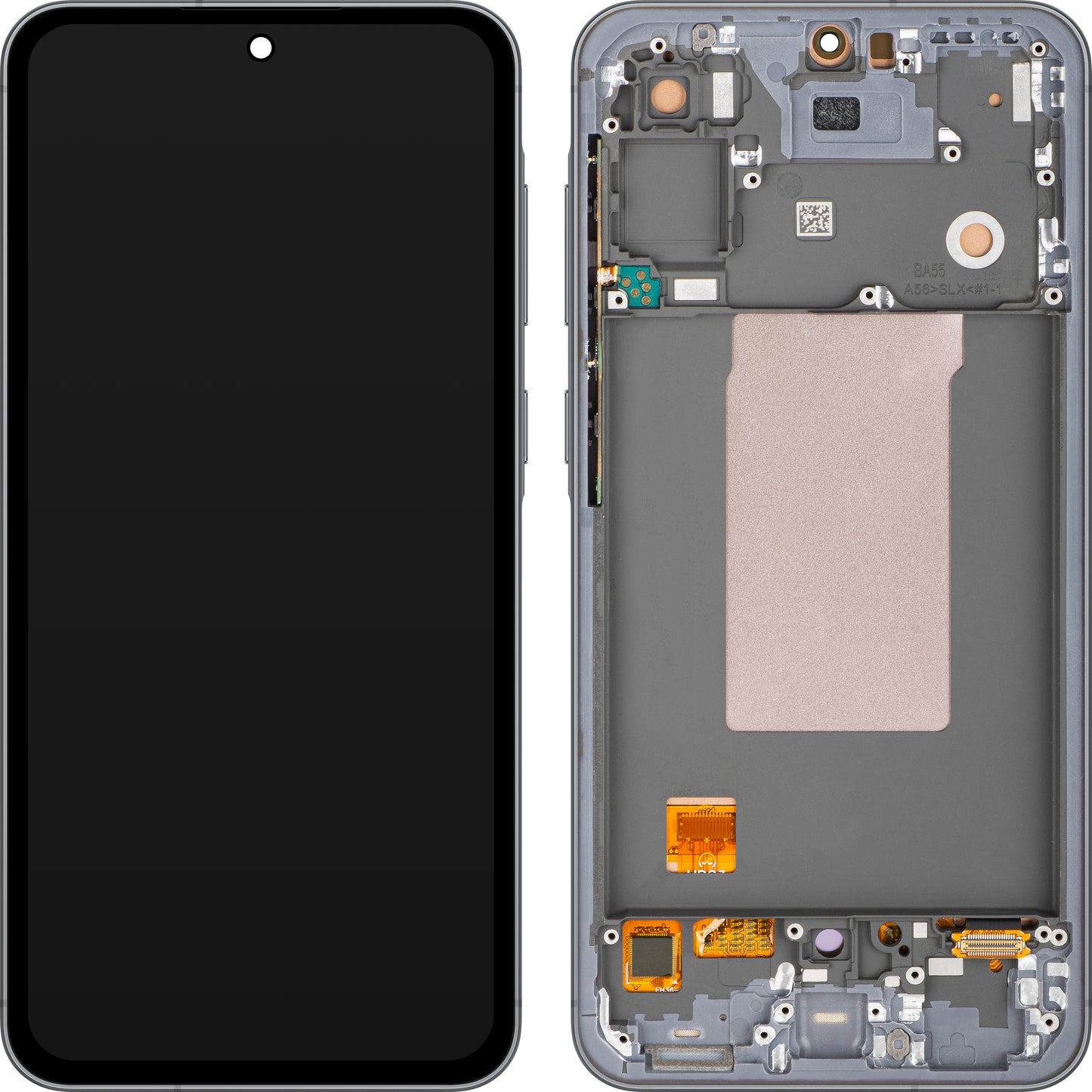 Display mit Touchscreen MP kompatibel mit Samsung Galaxy A56 A566, mit Rahmen, OLED-Version, Schwarz