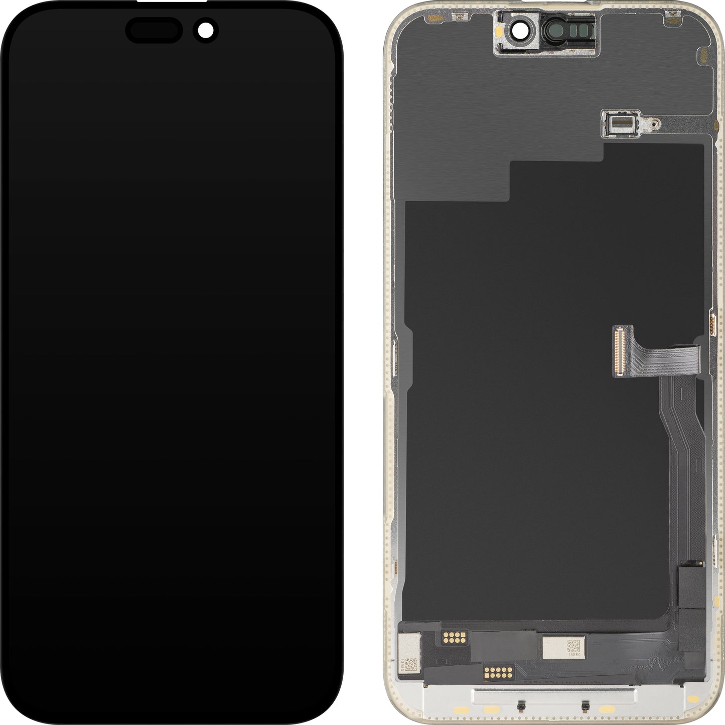 Display mit Touchscreen MP kompatibel mit Apple iPhone 15 Pro Max, mit Rahmen, OLED FHD Diagnostic-Version, Schwarz