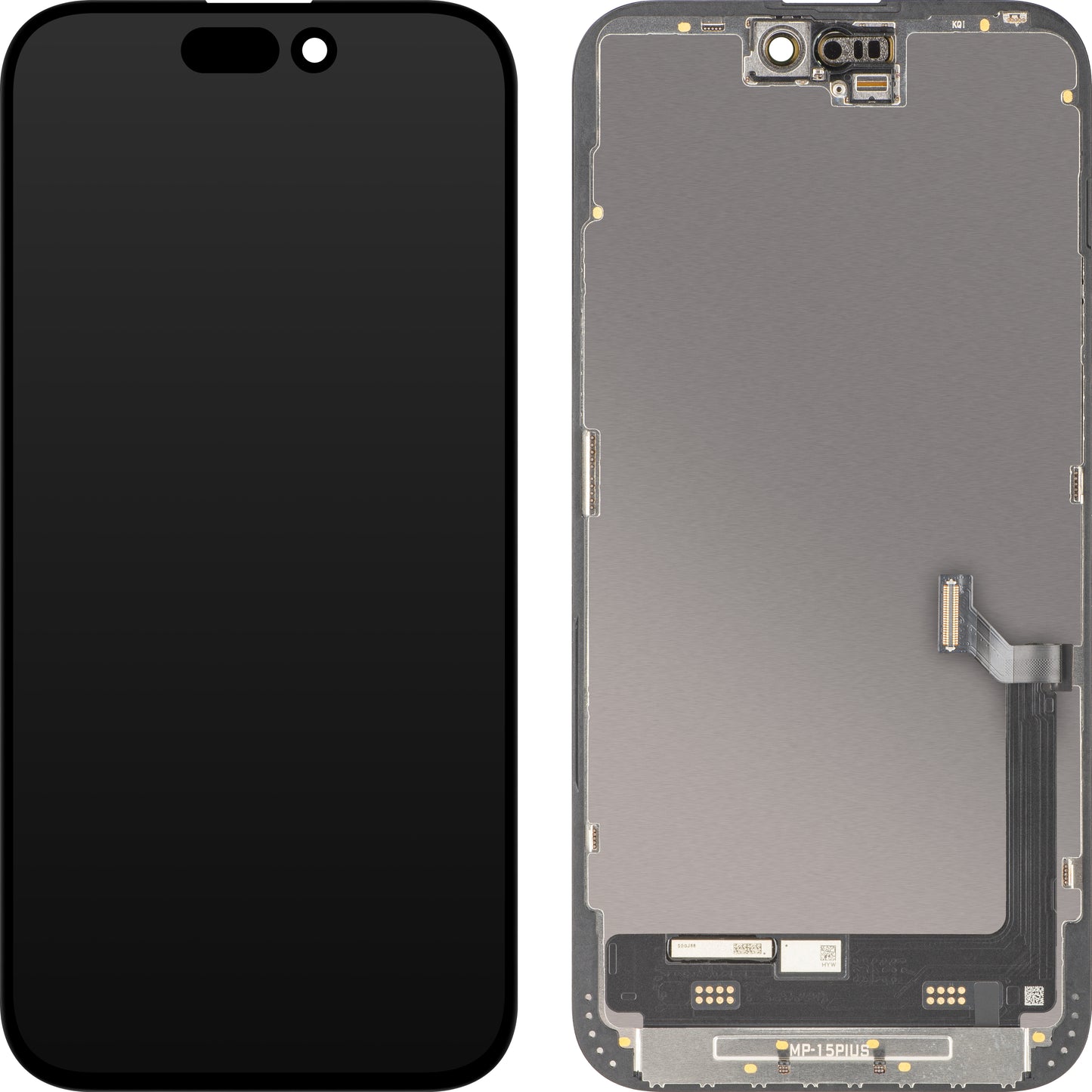 MP Touchscreen-Display kompatibel mit Apple iPhone 15 Plus, mit Rahmen, Premium Soft OLED FHD 120Hz Version, Schwarz