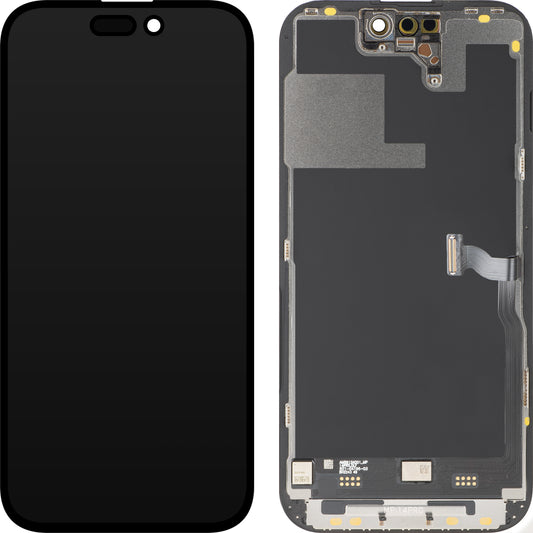 MP Touchscreen-Display kompatibel mit Apple iPhone 14 Pro, mit Rahmen, Premium Soft OLED FHD 120Hz Diagnostic Version, Schwarz