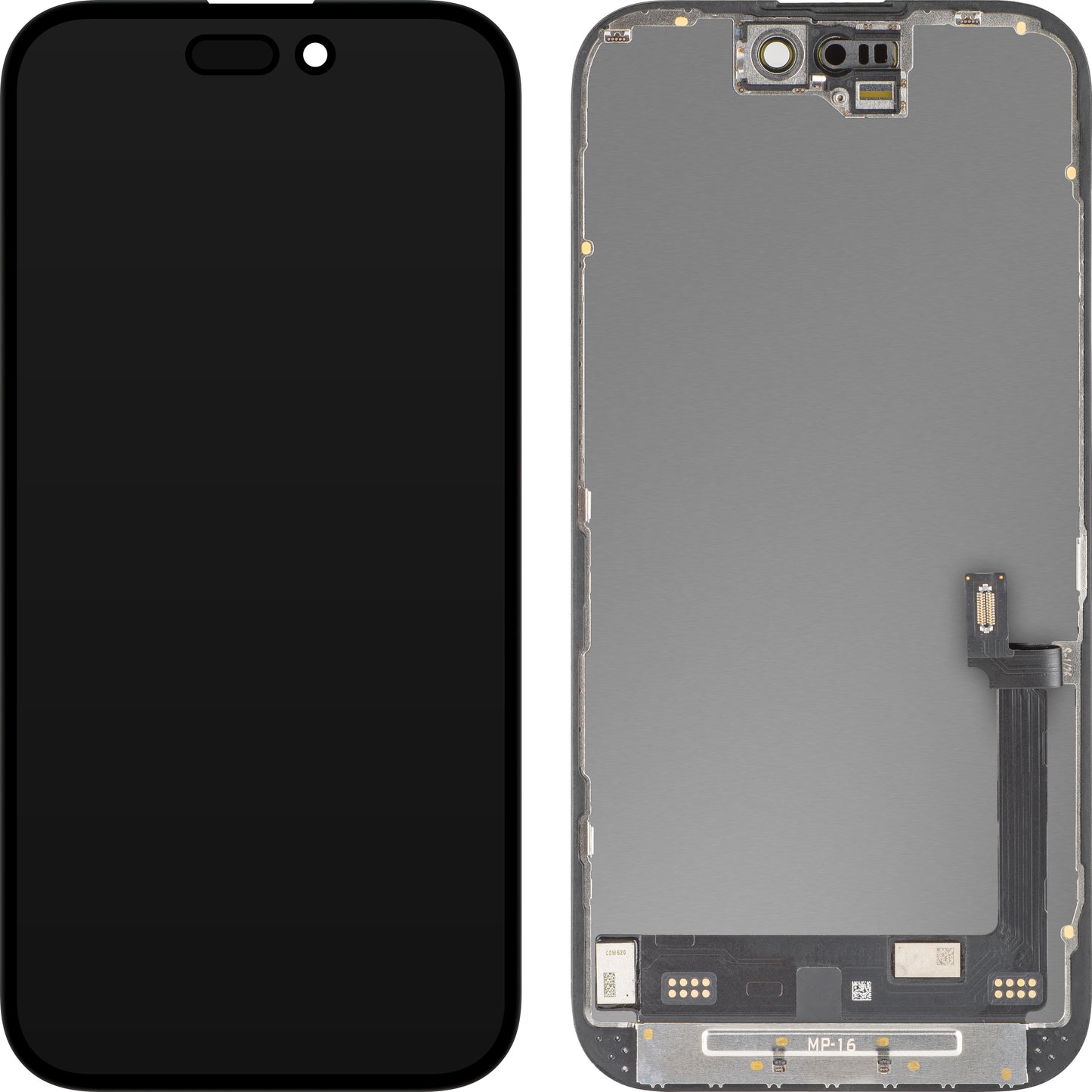 MP Touchscreen-Display kompatibel mit Apple iPhone 16, mit Rahmen, Premium Soft OLED FHD 120Hz Diagnostic Version, Schwarz