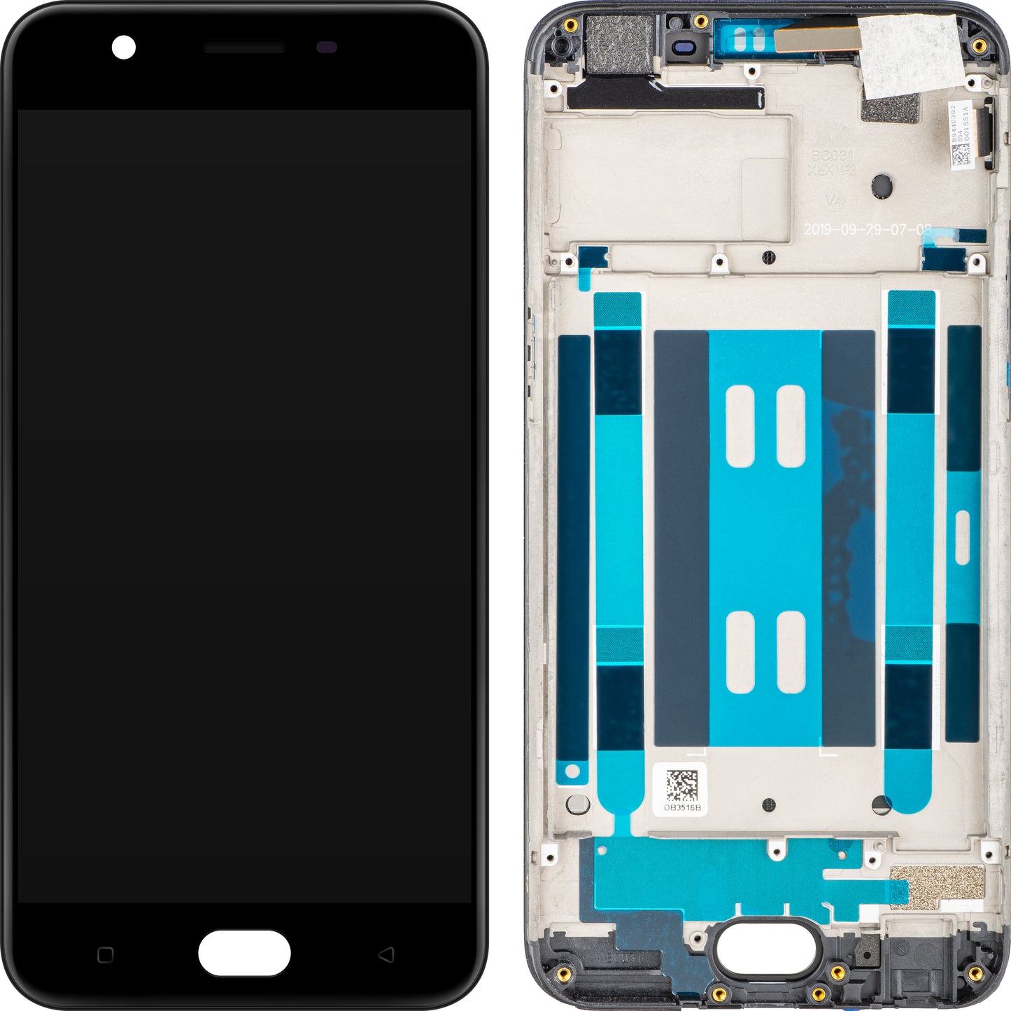 Oppo A57 (2016) Display with Touchscreen, Frame, Black, Service Pack 4900958