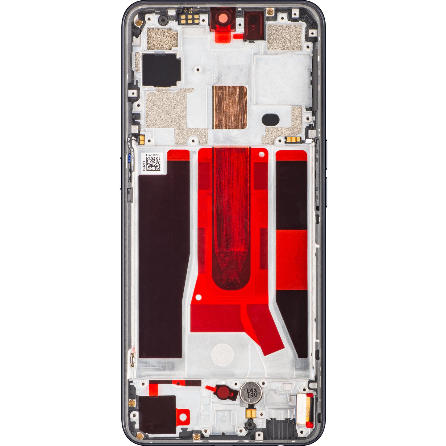 Display mit Touchscreen Oppo Reno3 5G / Find X2 Lite, mit Rahmen, Moonlight Black, Service Pack 4903624