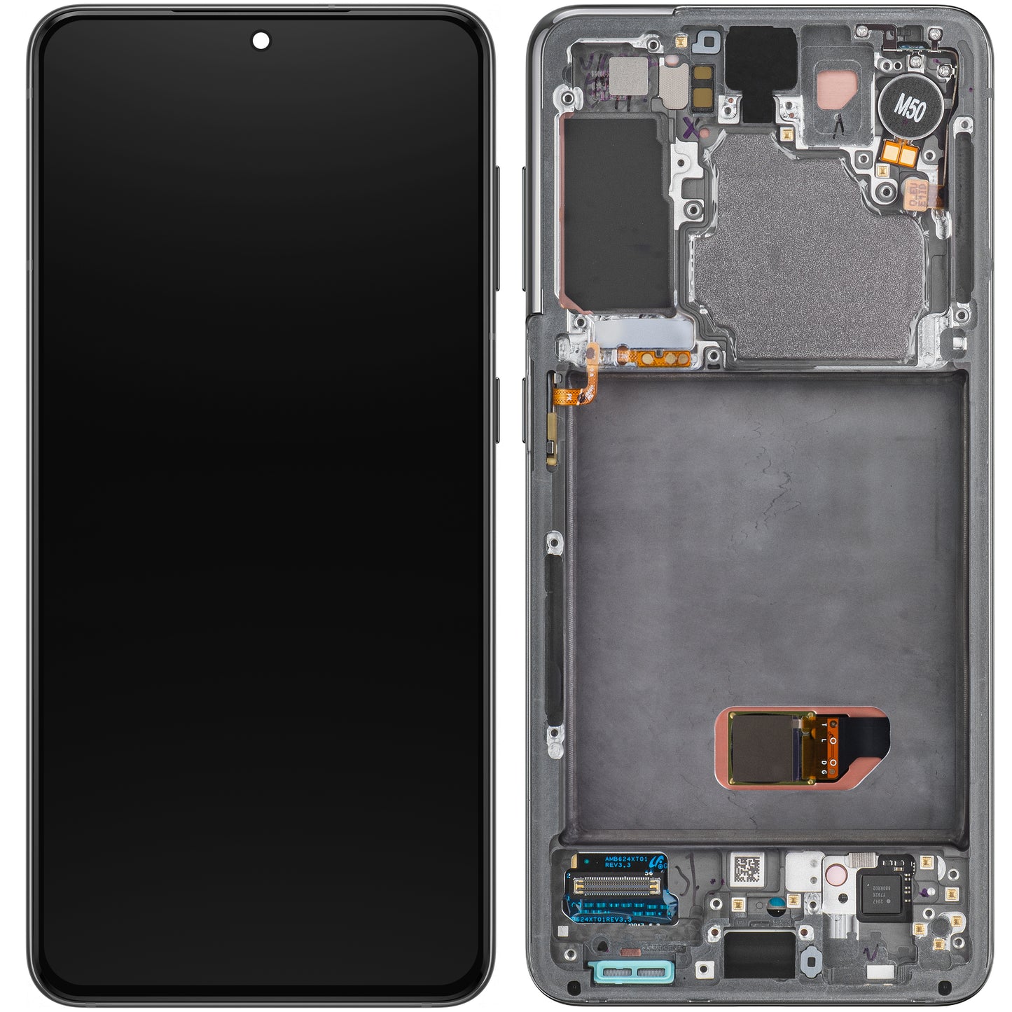 Touchscreen Display Samsung Galaxy S21 5G G991, with Frame, Grey, Service Pack GH82-27256A