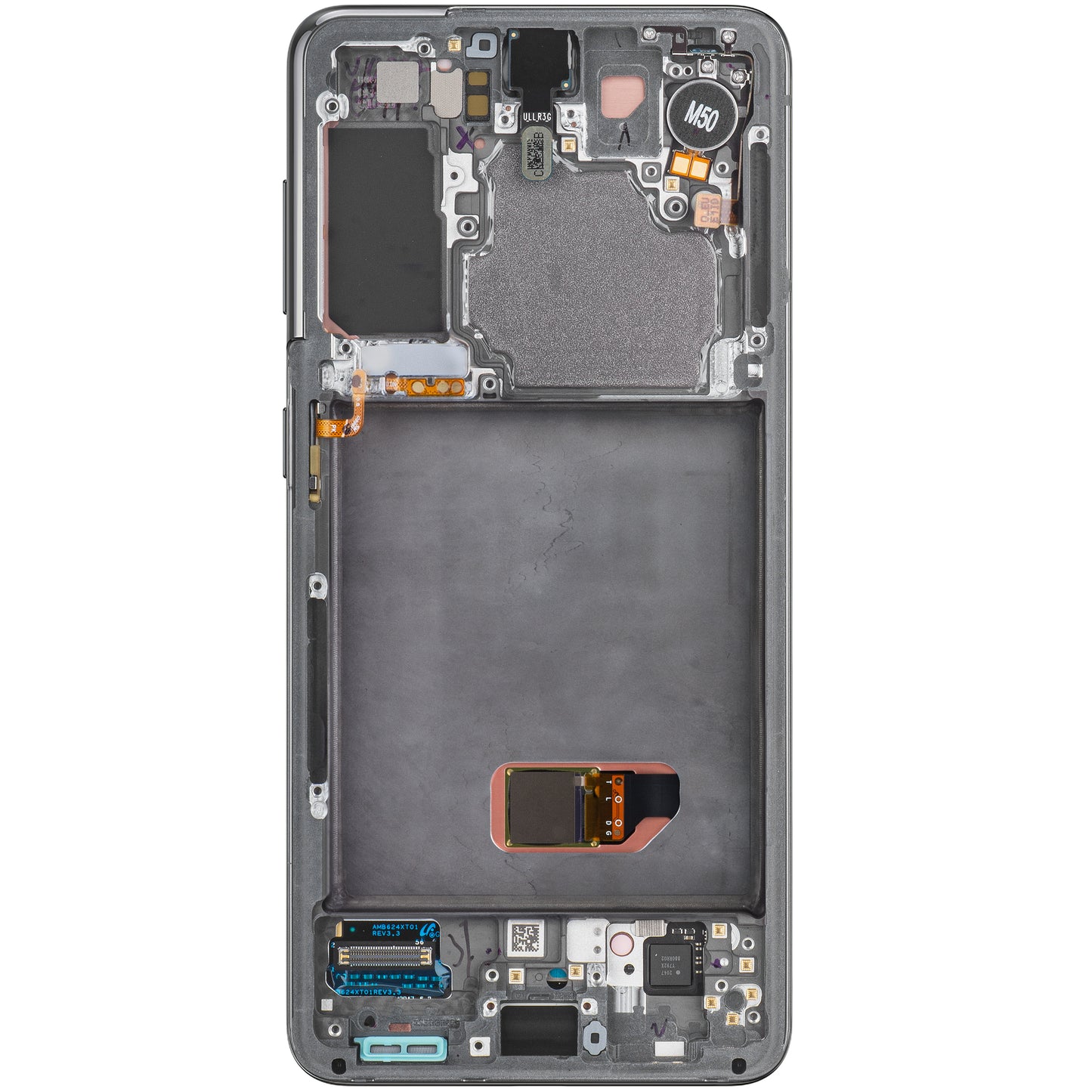 Touchscreen Display Samsung Galaxy S21 5G G991, mit Rahmen, Grau, Service Pack GH82-24544A