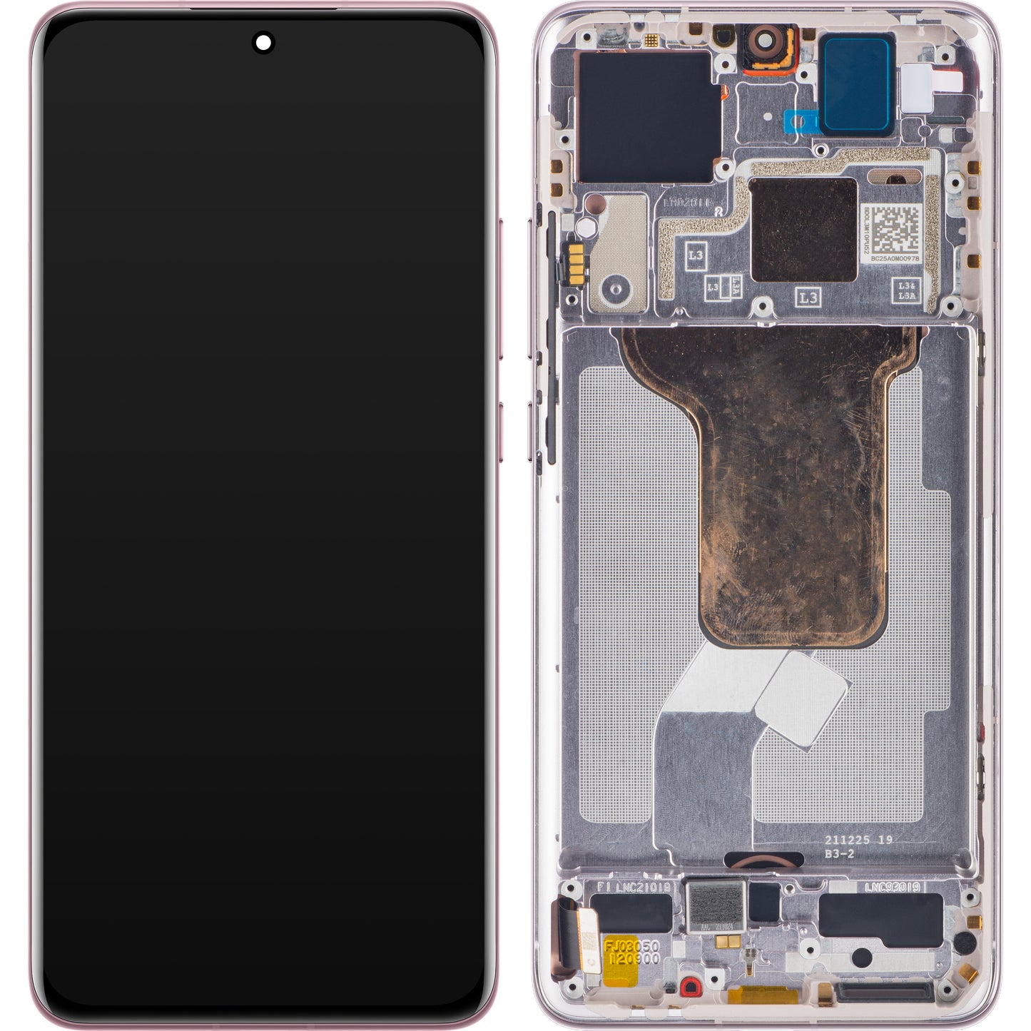 Touchscreen Display Xiaomi 12S / 12X / 12, mit Rahmen, Lila, Service Pack 56000500L300