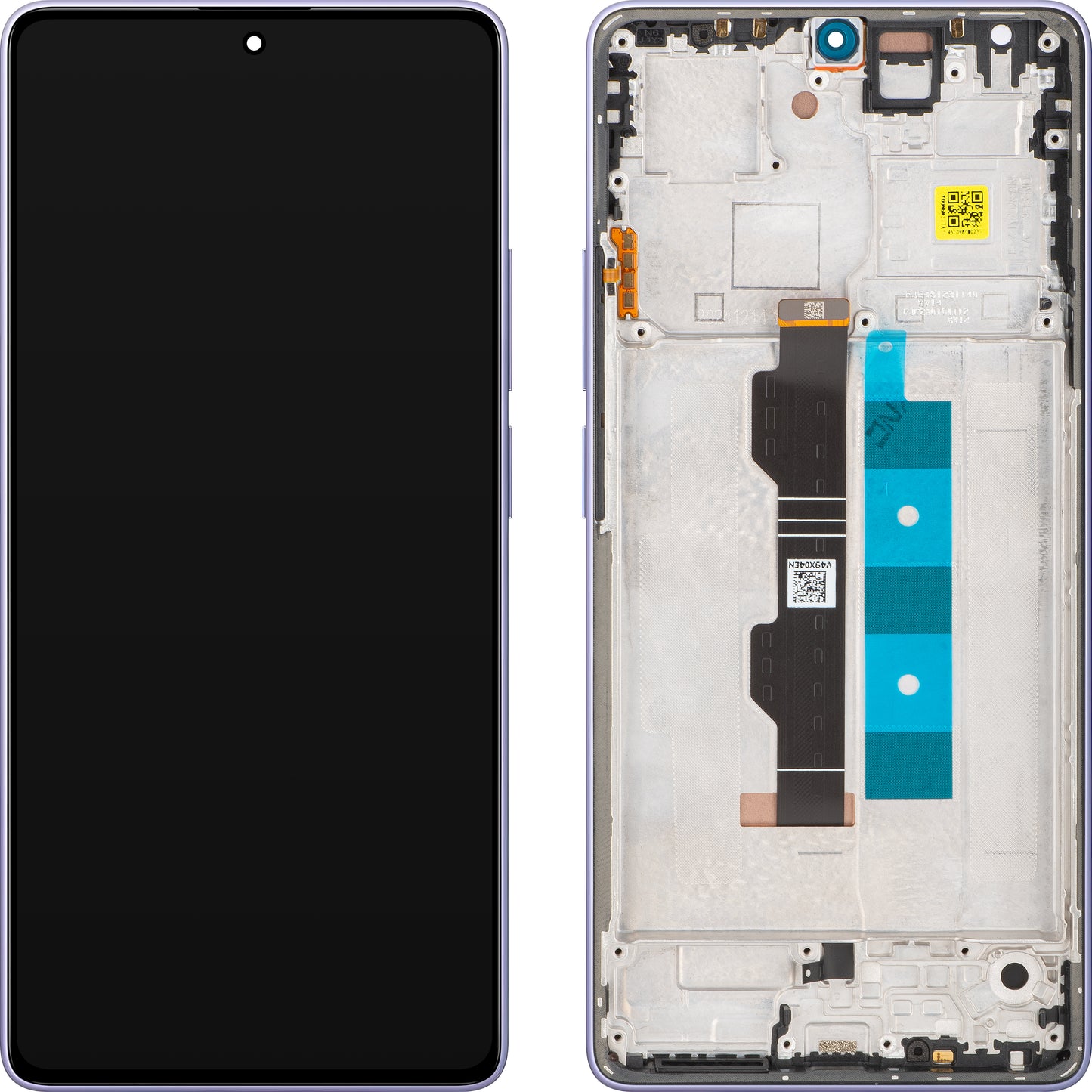 Display mit Touchscreen Xiaomi Redmi Note 14S, mit Rahmen, Violett (Aurora Purple), Service Pack 56000200N6R00