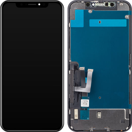 ZY Touchscreen Display für Apple iPhone 11, mit Rahmen, LCD In-Cell IC beweglich, Schwarz
