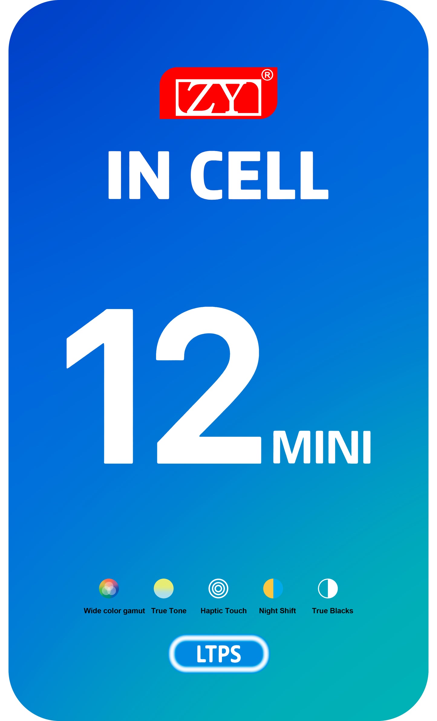 ZY Touchscreen Display für Apple iPhone 12 mini, mit Rahmen, In-Cell LCD Version, Schwarz