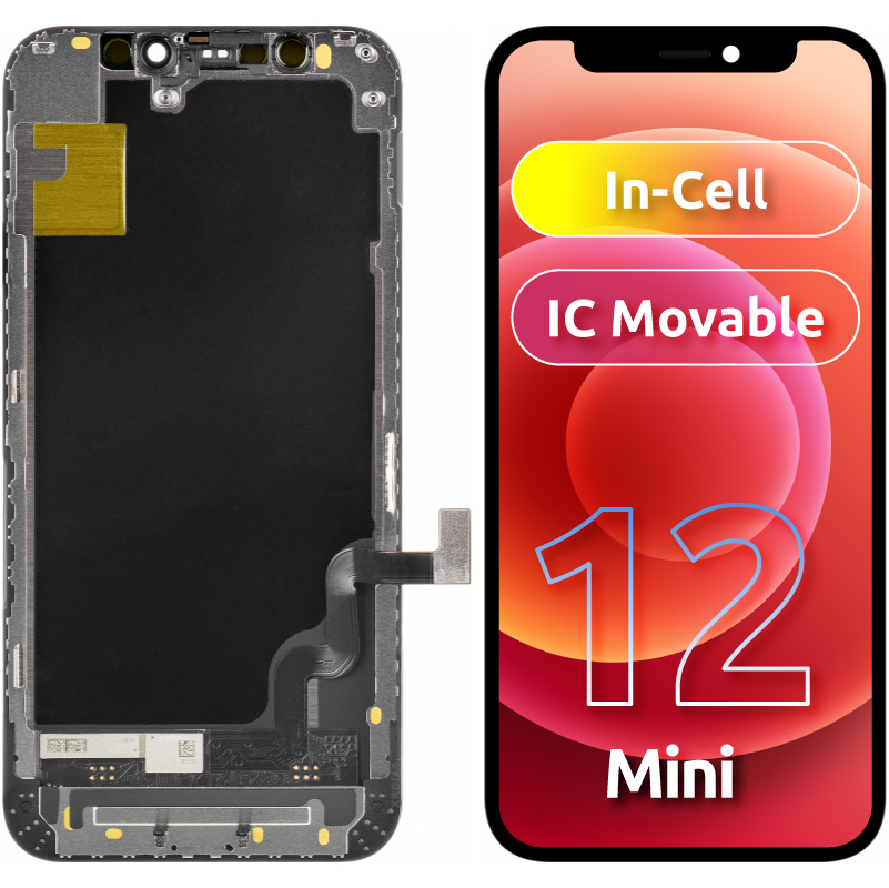 ZY Touchscreen Display für Apple iPhone 12 mini, mit Rahmen, In-Cell LCD Version, Schwarz