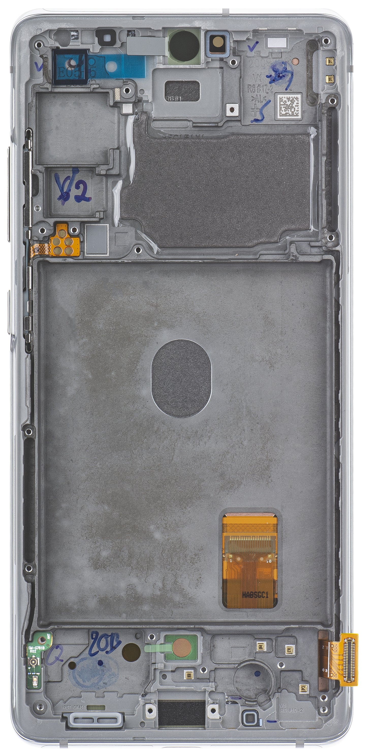 Touchscreen Display Samsung Galaxy S20 FE 5G G781, mit Rahmen, Weiß, Service Pack GH82-24214B