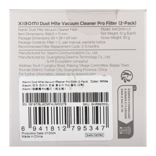 Luftfilter für Xiaomi Dust Mite Vacuum Cleaner Pro, Set 2 Stück BHR8935GL
