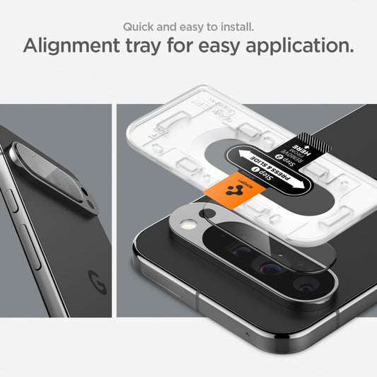 Rückseitige Kamera-Schutzfolie Spigen EZ FIT für Google Pixel 9 Pro, glasgeschützt, Set 2 Stück AGL08444