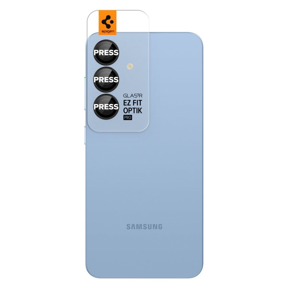 Spigen GlastR EZ FIT Optik Pro HD Rear Camera Protector for Samsung Galaxy S25 S931, Tempered Glass, Set of 2 pieces, Black AGL09092