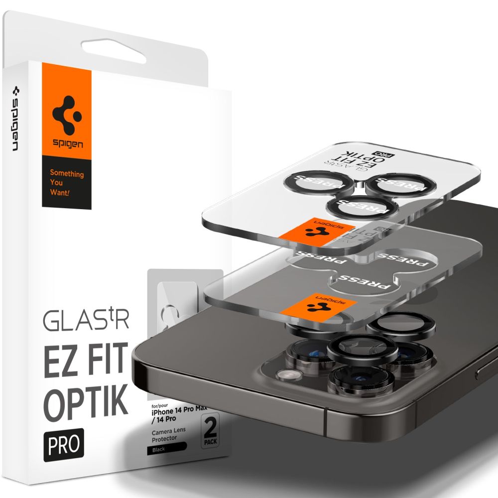 Spigen GlastR EZ FIT Optik Pro Rear Camera Protector for Apple iPhone 17 Pro Max, Tempered Glass, Set of 2 pieces, Black AGL05205