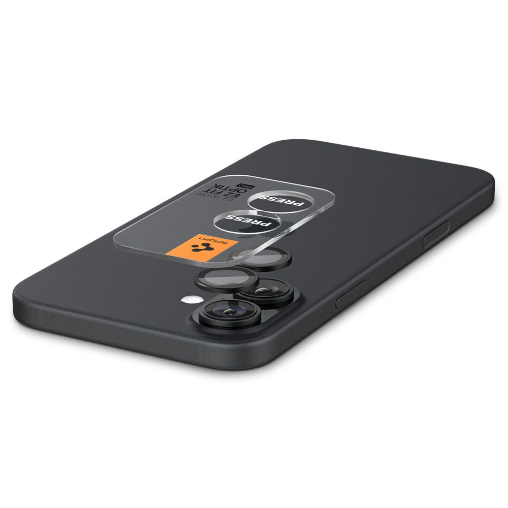 Schutzfolie für die Rückkamera Spigen GlastR EZ FIT Optik Pro für Apple iPhone 17 / 16 Plus / 16, gehärtetes Glas, Set mit 2 Stück, Schwarz AGL07921