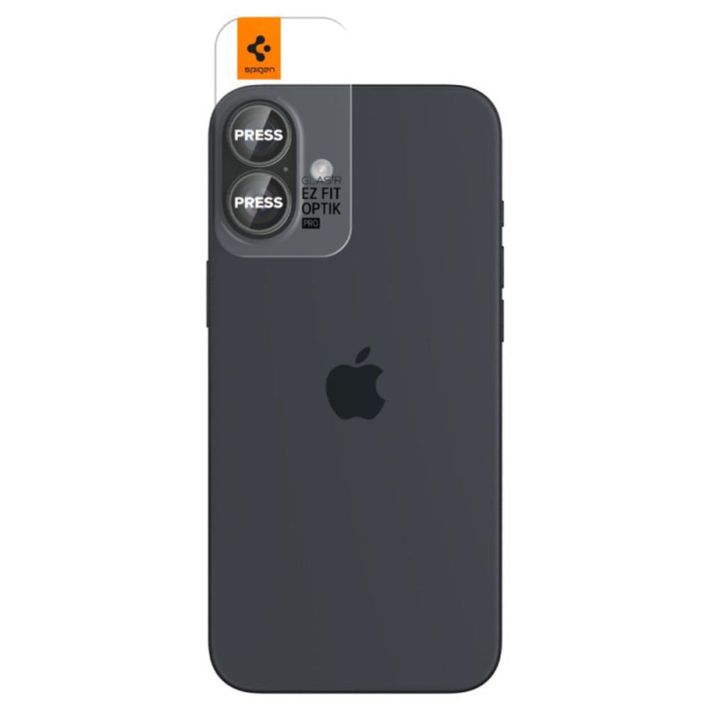 Spigen EZ FIT Rückkamera-Schutzfolie für Apple iPhone 16 Plus / 16, glasgeschützt, Set 2 Stück, transparent AGL07921
