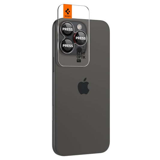 Spigen EZ FIT Rückkamera-Schutzfolie für Apple iPhone 16 Pro Max / 16 Pro / 15 Pro Max, glasgeschützt, Set 2 Stück, schwarz AGL05217