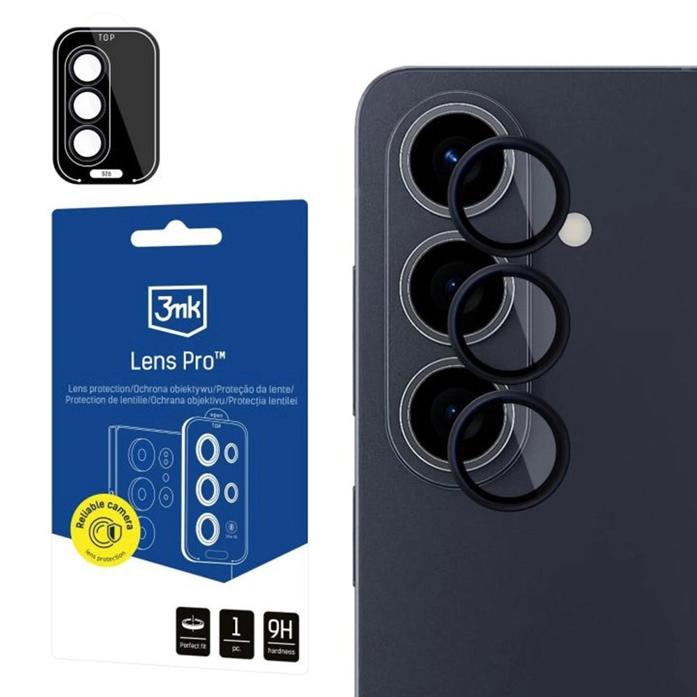 Schutzfolie Rückkamera 3MK Protection Pro für Samsung Galaxy S26 Plus S947, Gehärtetes Glas, Schwarz